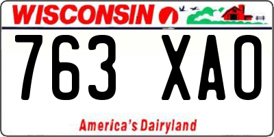 WI license plate 763XAO