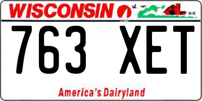 WI license plate 763XET