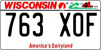 WI license plate 763XOF