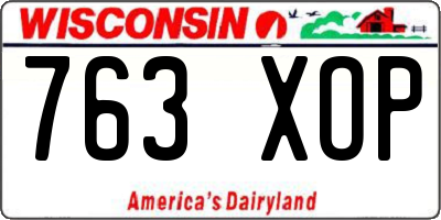WI license plate 763XOP