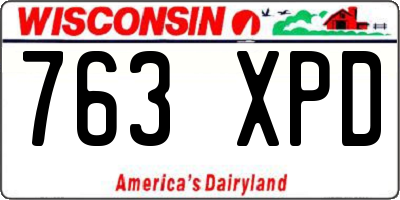 WI license plate 763XPD