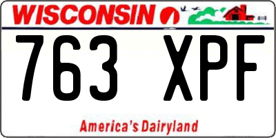 WI license plate 763XPF