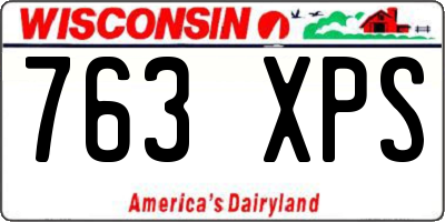 WI license plate 763XPS