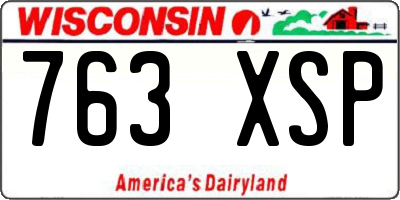 WI license plate 763XSP