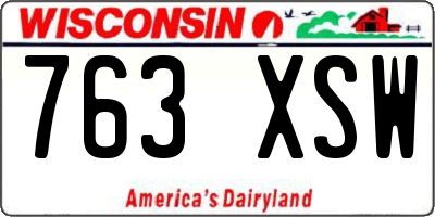 WI license plate 763XSW