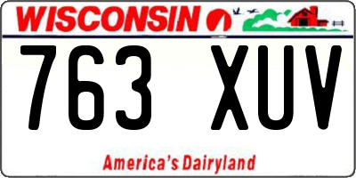WI license plate 763XUV