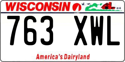 WI license plate 763XWL