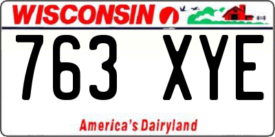 WI license plate 763XYE