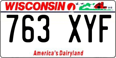 WI license plate 763XYF