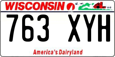 WI license plate 763XYH