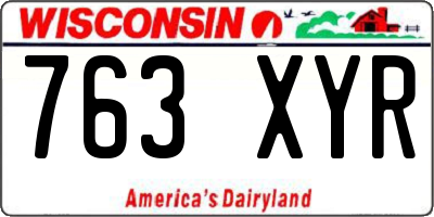 WI license plate 763XYR
