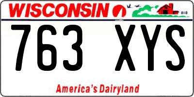 WI license plate 763XYS