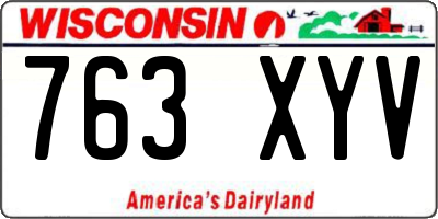 WI license plate 763XYV