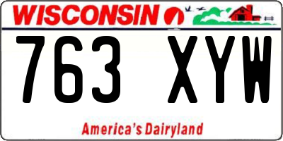 WI license plate 763XYW