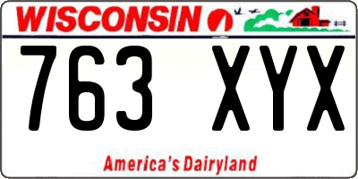 WI license plate 763XYX