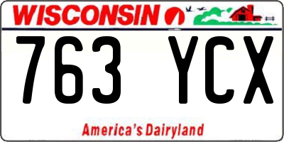 WI license plate 763YCX