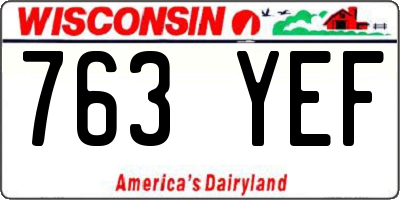 WI license plate 763YEF