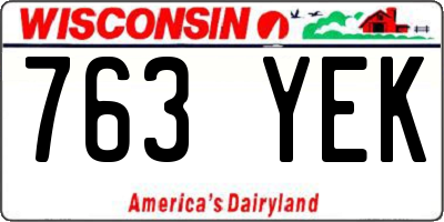 WI license plate 763YEK