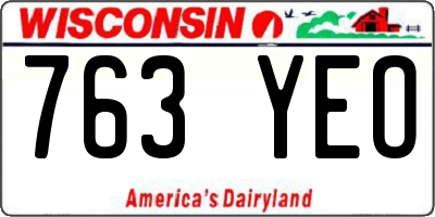 WI license plate 763YEO