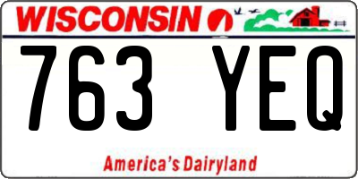 WI license plate 763YEQ