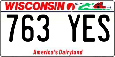 WI license plate 763YES