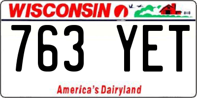 WI license plate 763YET