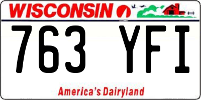 WI license plate 763YFI