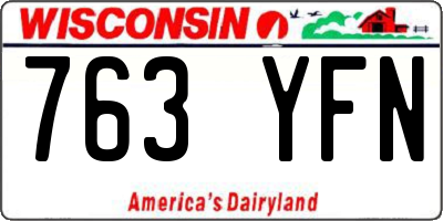 WI license plate 763YFN