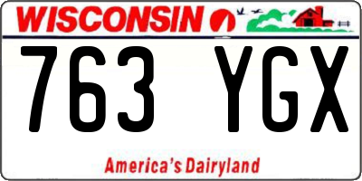WI license plate 763YGX