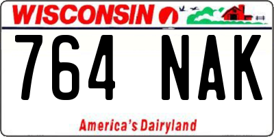 WI license plate 764NAK