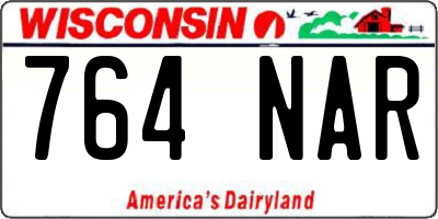 WI license plate 764NAR