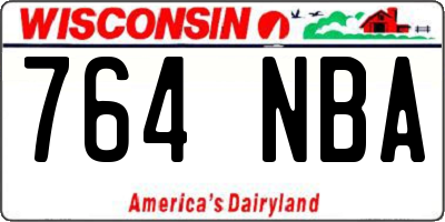 WI license plate 764NBA