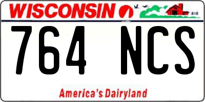 WI license plate 764NCS