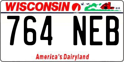 WI license plate 764NEB