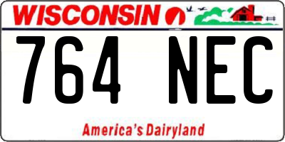 WI license plate 764NEC