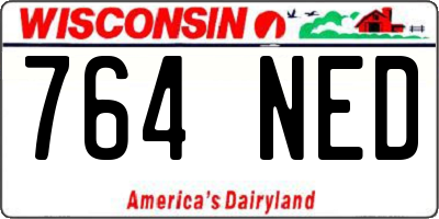 WI license plate 764NED
