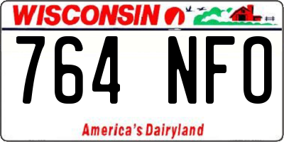 WI license plate 764NFO
