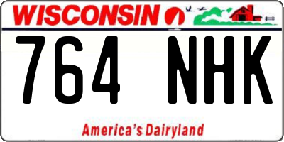 WI license plate 764NHK