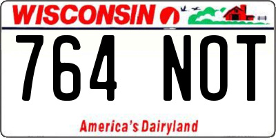 WI license plate 764NOT