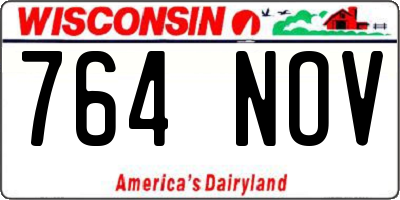 WI license plate 764NOV