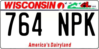WI license plate 764NPK