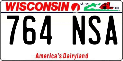 WI license plate 764NSA