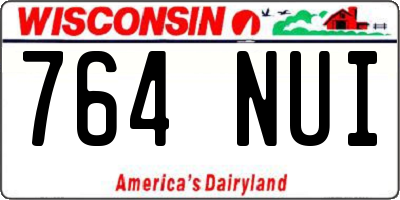 WI license plate 764NUI