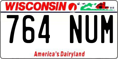 WI license plate 764NUM