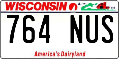 WI license plate 764NUS