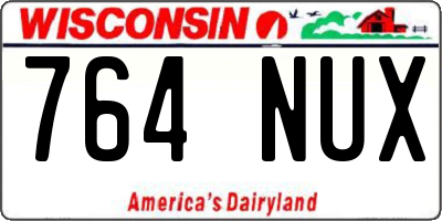 WI license plate 764NUX