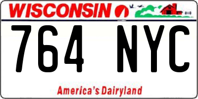 WI license plate 764NYC