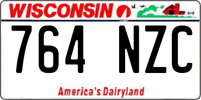 WI license plate 764NZC