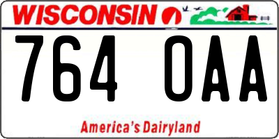 WI license plate 764OAA