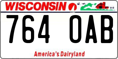 WI license plate 764OAB